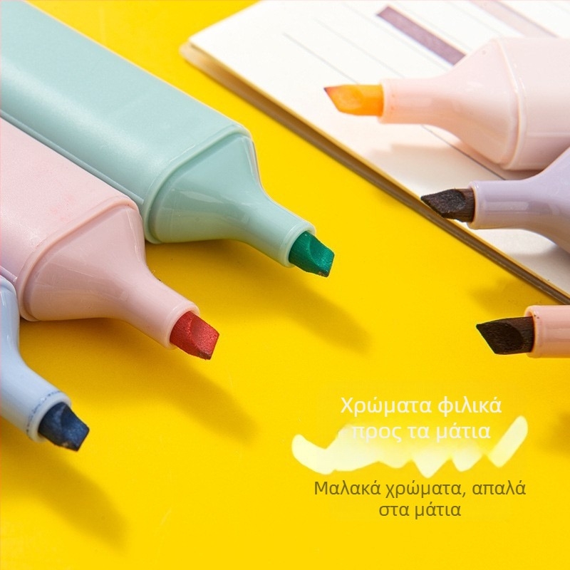 Υπογραμιστής φθορισμού με μαλακό άκρο, ανοιχτές αποχρώσεις, μεγάλη χωρητικότητα, για μαθητές, πολύχρωμη επισήμανση