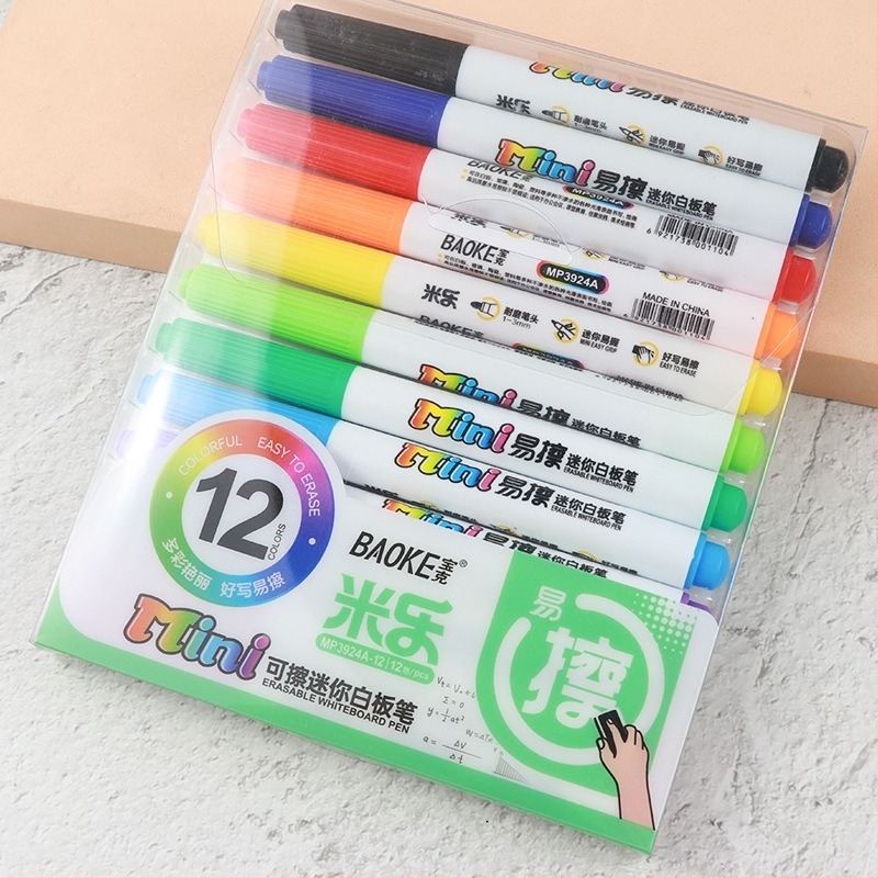 Baoke 3924A Σετ μαρκαδορων πίνακα λευκού, πλαστικό περίβλημα, συσκευασμένο σε κουτί, κατάλληλο για επιφάνειες πίνακα λευκού και γυαλί