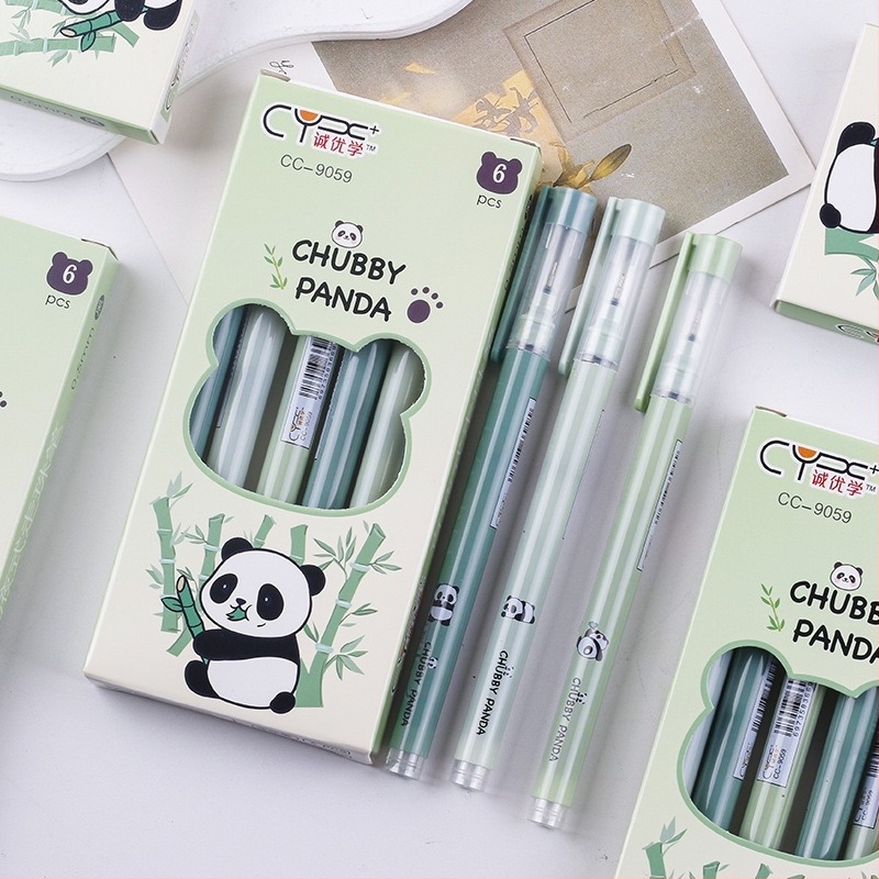 Στυλό γέλης Panda με ακίδα άκρη, άκρη από ανοξείδωτο ατσάλι, υγρό μελάνι, γρήγορο στέγνωμα, κουτί δώρου