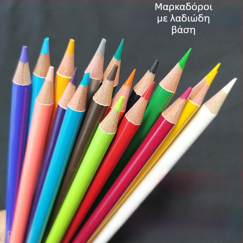 Mingshuo Αντικαταστάσιμο σετ μολυβίων με βάση το λάδι — ξύλινο περίβλημα, μη μετακινούμενο, μονή μύτη