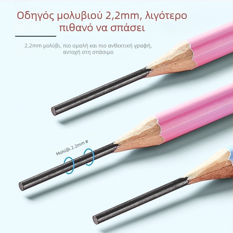 HB Macaron μολύβι, τριγωνικός ξύλινος σωλήνας, από poplar, με γόμα και ξύστρα; μάρκα Great Sage; συσκευασία 12 τεμ./κουτί; Τύπος: Άλλο