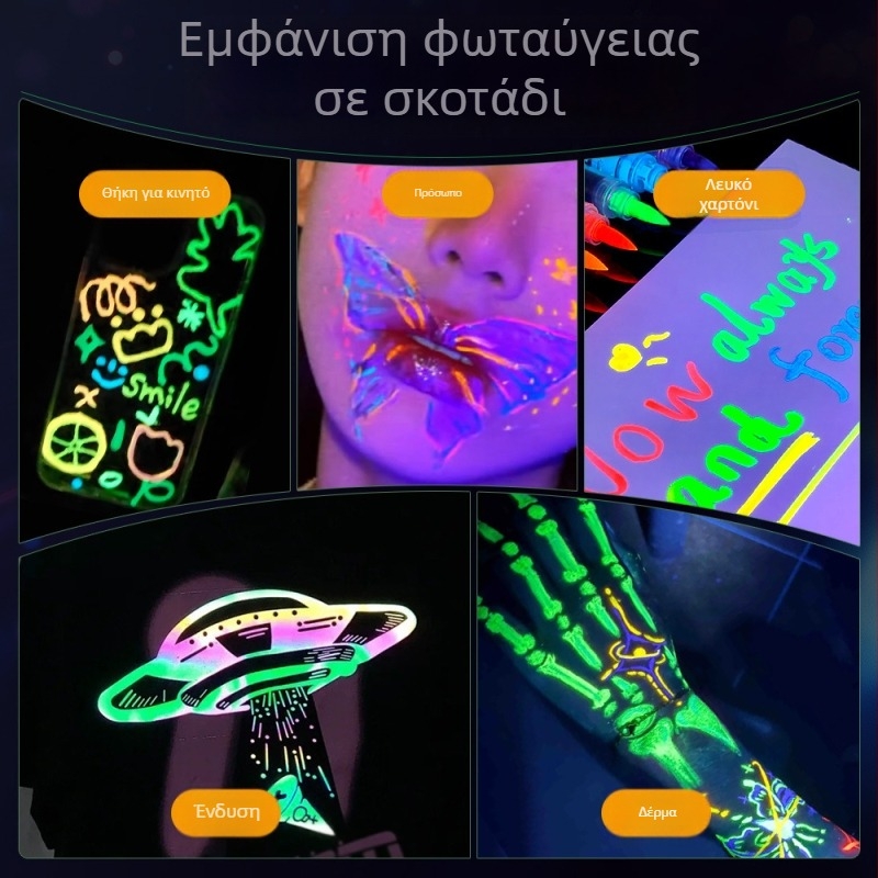 Φωτεινός ακρυλικός μαρκαδόρος με κεκλιμένο άκρο για παιδιά και φοιτητές, πλαστικό περίβλημα, μοντέλο 1604, σετ