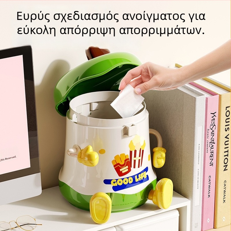Επιτραπέζιο κουτί αποθήκευσης με καπάκι, σχέδιο καρτούν χαριτωμένο, υλικό PP, χωρητικότητα 6 L, κατάλληλο για κοσμήματα, είδη γραφείου και καλλυντικά, σετ 6 τεμαχίων