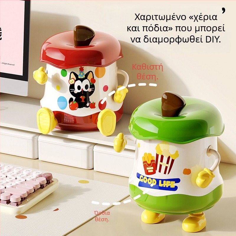 Επιτραπέζιο κουτί αποθήκευσης με καπάκι, σχέδιο καρτούν χαριτωμένο, υλικό PP, χωρητικότητα 6 L, κατάλληλο για κοσμήματα, είδη γραφείου και καλλυντικά, σετ 6 τεμαχίων
