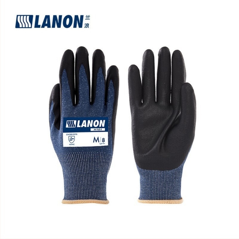 Lanlang H101 Γάντια από αφρώδες νιτρίλιο, αντίκοπτικά, ανθεκτικά στη φθορά και στο σχίσιμο, αντιολισθητικά, ανθεκτικά στο λάδι, άνετα και διαπνέοντα