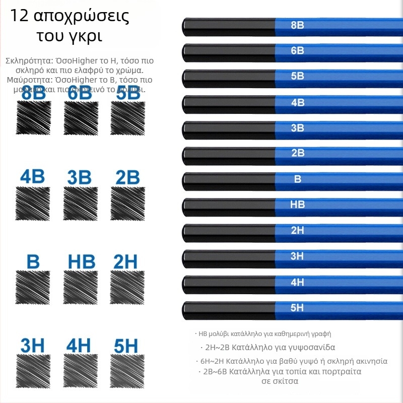 Σετ μολυβιών σκίτσων 96 τεμαχίων για επαγγελματική τέχνη — Μάρκα Hanping, κατασκευή από ύφασμα Oxford, Συσκευασία OPP, Τύπος: Άλλο