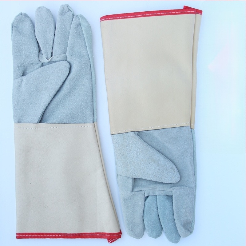 Δερμάτινα γάντια συγκόλλησης με μακρύ μανσέτο, θερμομονωτικά για υψηλές θερμοκρασίες, ανθεκτικά στη φθορά, κατά του εγκαύματος και κατά της βρωμιάς