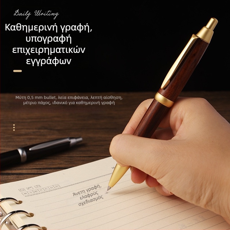 Μπρούτζος και σανδαλόξυλο: αναδιπλούμενο στυλό υπογραφής με κουμπί, επιχειρηματικό δώρο, λογότυπο
