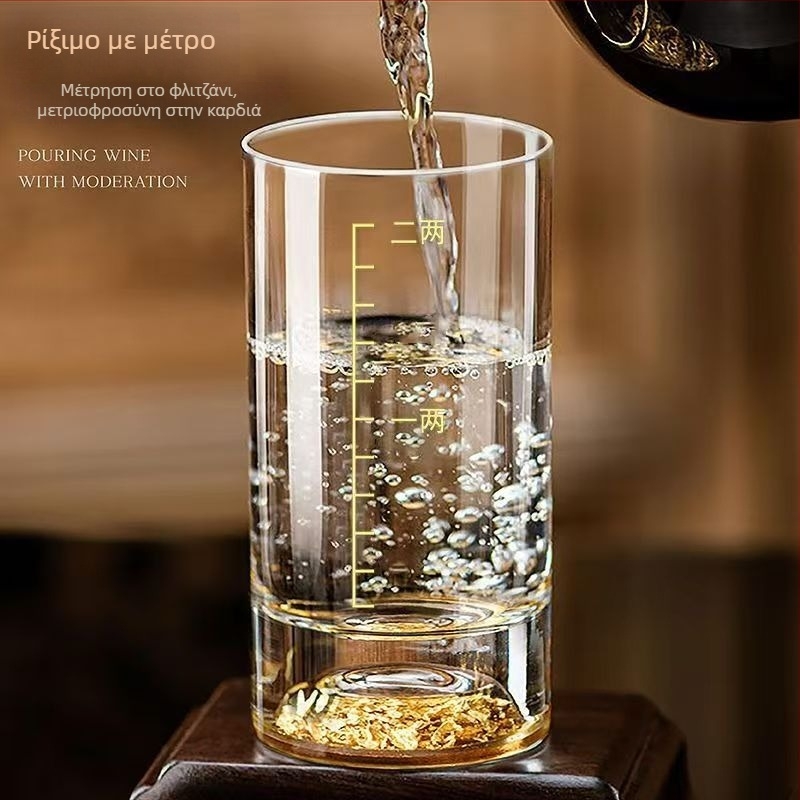Σετ γυάλινα ποτήρια για οινοπνεύματα με χρυσό φιλμ, Σκανδιναβικό στυλ, 6–10 τεμάχια, 170 g το καθένα, σε συσκευασία χαρτοκιβείου.