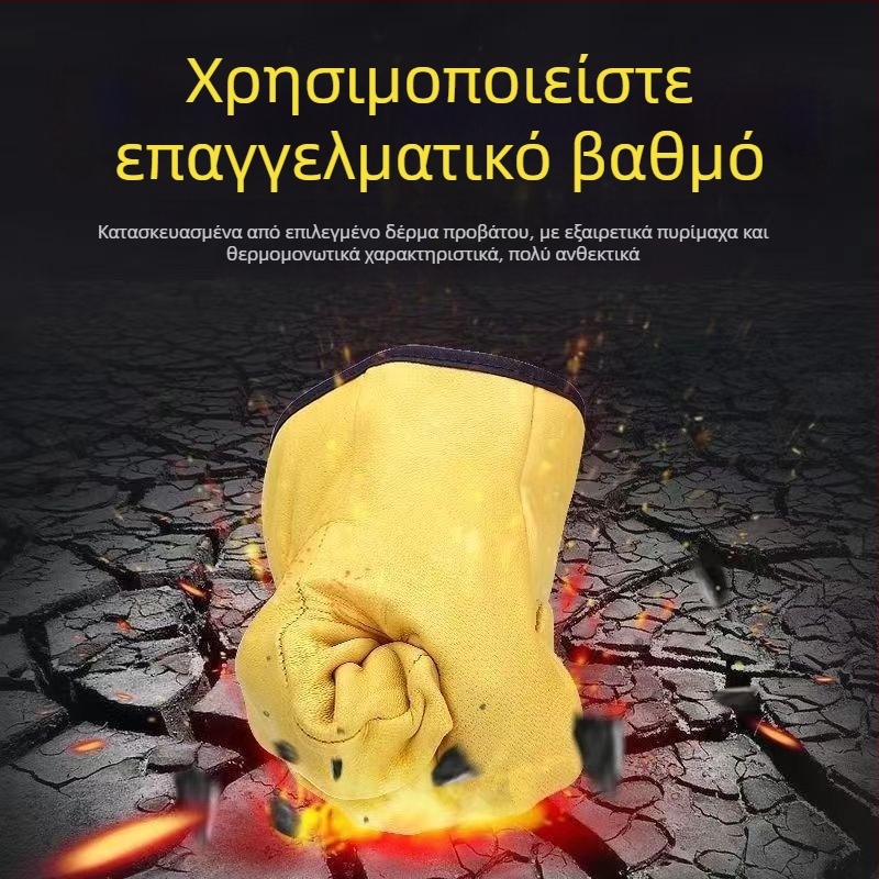 Γάντια συγκόλλησης, δέρμα προβάτου, επαναχρησιμοποιούμενα, για συγκόλληση (Υλικό: δέρμα προβάτου; Τύπος: επαναχρησιμοποιούμενα; Πεδίο χρήσης: συγκόλληση; Λειτουργία: γάντια συγκόλλησης)