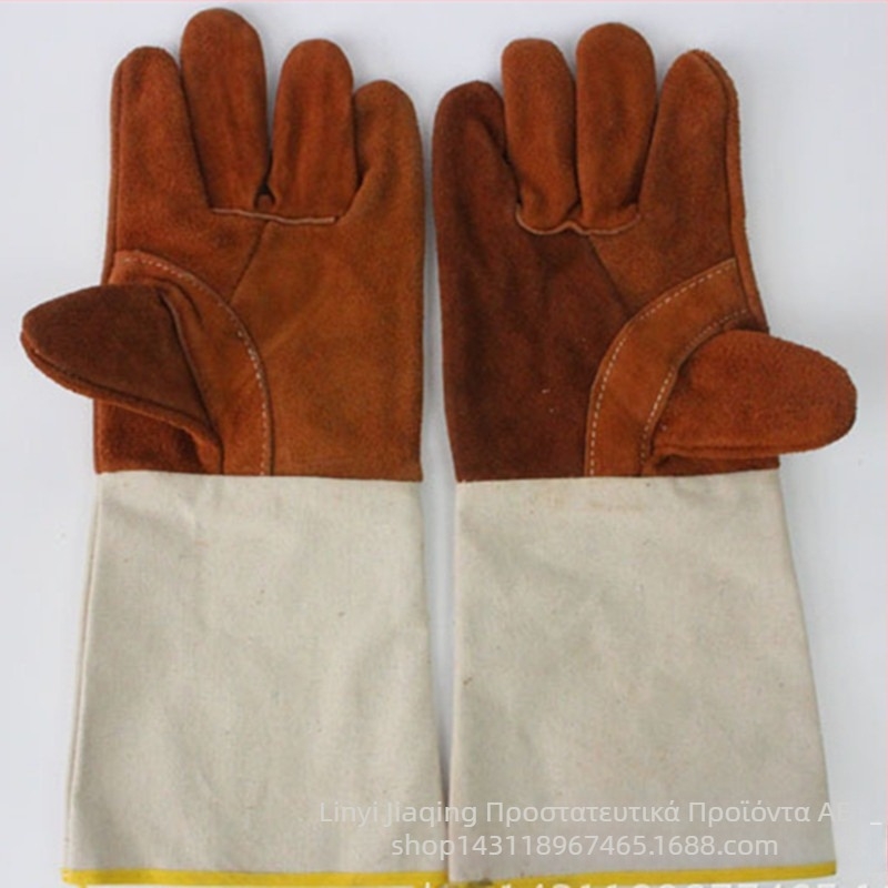 Γάντια συγκόλλησης από δέρμα αγελάδας nubuk με επένδυση από θερμομονωμένο καμβά για εργοτάξιο, ανθεκτικά στη φθορά