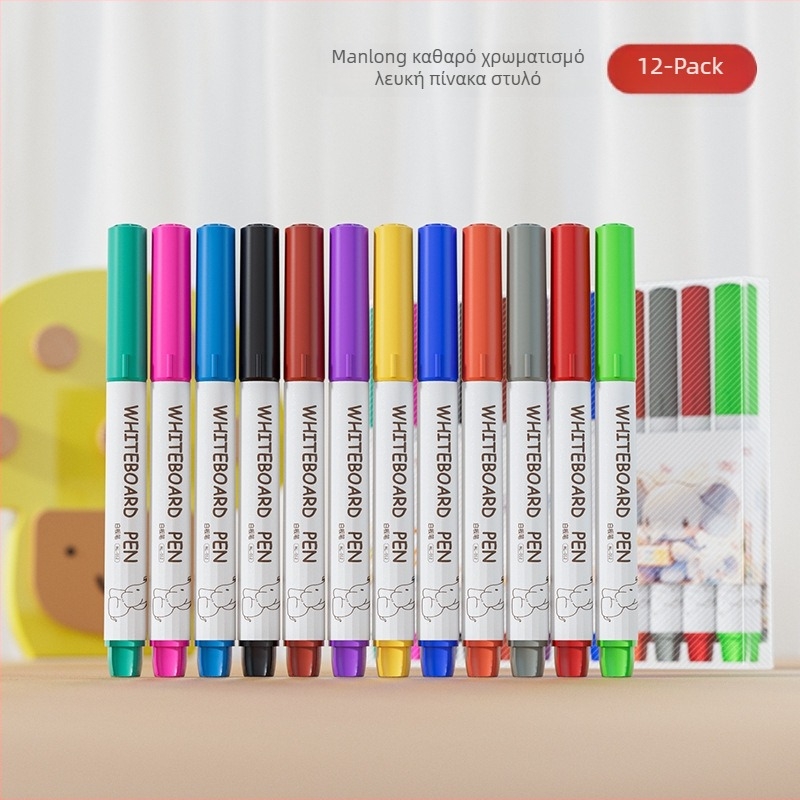 Manlong διαγραμμόμενος μαρκαδόρος για παιδικό λευκό πίνακα, μη τοξικός, πλαστικό περίβλημα, μοντέλο B220235487, συσκευασία σε ένα τεμάχιο