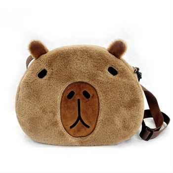 Γούνινη crossbody τσάντα με ζωικό χαρακτήρα σε καρτούν σχέδιο, προσαρμοζόμενη σύμφωνα με σκίτσα (γέμισμα PP βαμβάκι; κοντό plush; κατάλληλη για ηλικίες 7–14)