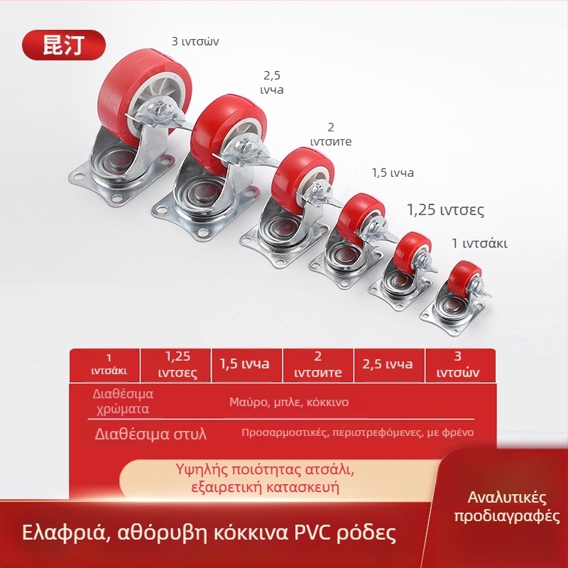 Ελαφρύς σιωπηλός τροχός PVC για έπιπλα, με διπλό ρουλεμάν, κατασκευή από σίδηρο+PVC, σύγχρονο σχέδιο