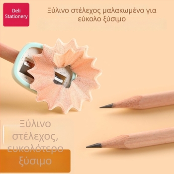 Deli μολύβια από φυσικό ξύλο 2B/HB για νηπιαγωγείο и μαθητές Α'–Β' Δημοτικού, τριγωνικός σωλήνας συσκευασίας