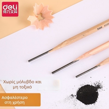 Deli μολύβια από φυσικό ξύλο 2B/HB για νηπιαγωγείο и μαθητές Α'–Β' Δημοτικού, τριγωνικός σωλήνας συσκευασίας