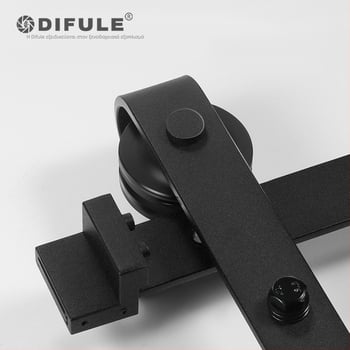 Σύστημα πόρτας τύπου barn με ράγα και τροχούς, μοντέλο DFL-GC001, χάλυβας άνθρακας, φινίρισμα ηλεκτροφόρησης, φορτίο έως 150 kg, κατάλληλο για πόρτες barn, γραφείου, κουζίνας