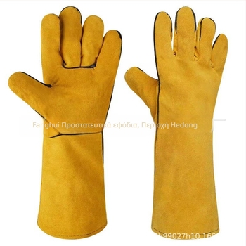 Γάντια συγκόλλησης από δέρμα βοδιού με διπλό στρώμα επενδυτικής μόνωσης, αντί-εγκαύματα για συγκόλληση