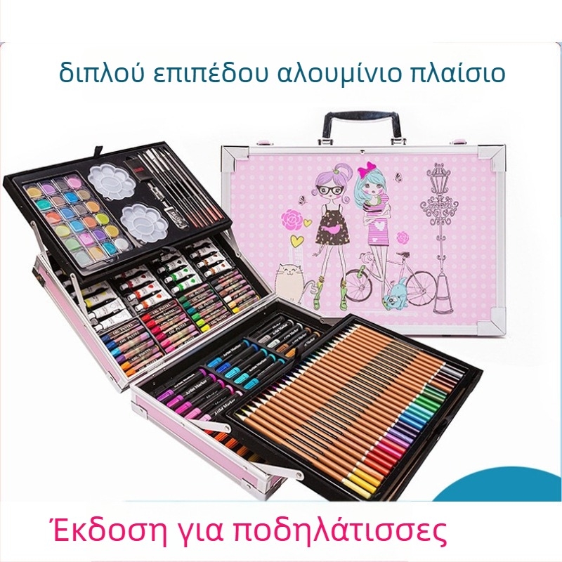 Σετ μαρκαδόρων ακουαρέλας για παιδιά, 145 τεμάχια σε αλουμινένιο κουτί, TOUCH CHENJI