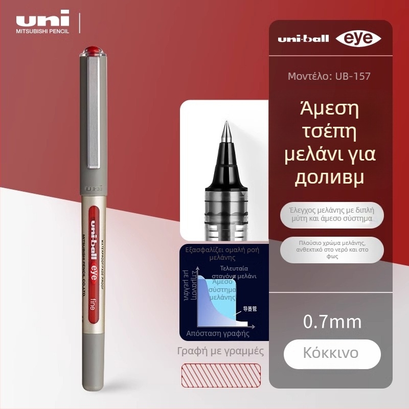 UB-157 rollerball στυλό, πλαστικό περίβλημα, υγρό μελάνι, σειρά Uni Mitsubishi