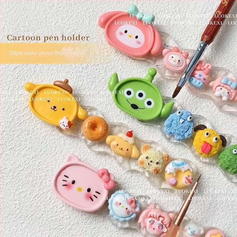 Ακρυλικός θήκη στυλό για τέχνη νυχιών με καρτούν κατοικίδιο, παλέτα και ράφι αποθήκευσης (Καθαρό περιεχόμενο: 36 g; Κατηγορία: κοσμήματα νυχιών; Υλικό: ακρυλικό; Κατάλληλο για όλους)