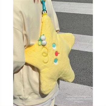 Τσαντάκι crossbody με βελούδινο αστέρι, casual στυλ, υλικό πολυεστέρας, επένδυση βελούδο, κλείσιμο με καπάκι, εσωτερικό διαμέρισμα για έγγραφα