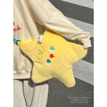 Τσαντάκι crossbody με βελούδινο αστέρι, casual στυλ, υλικό πολυεστέρας, επένδυση βελούδο, κλείσιμο με καπάκι, εσωτερικό διαμέρισμα για έγγραφα