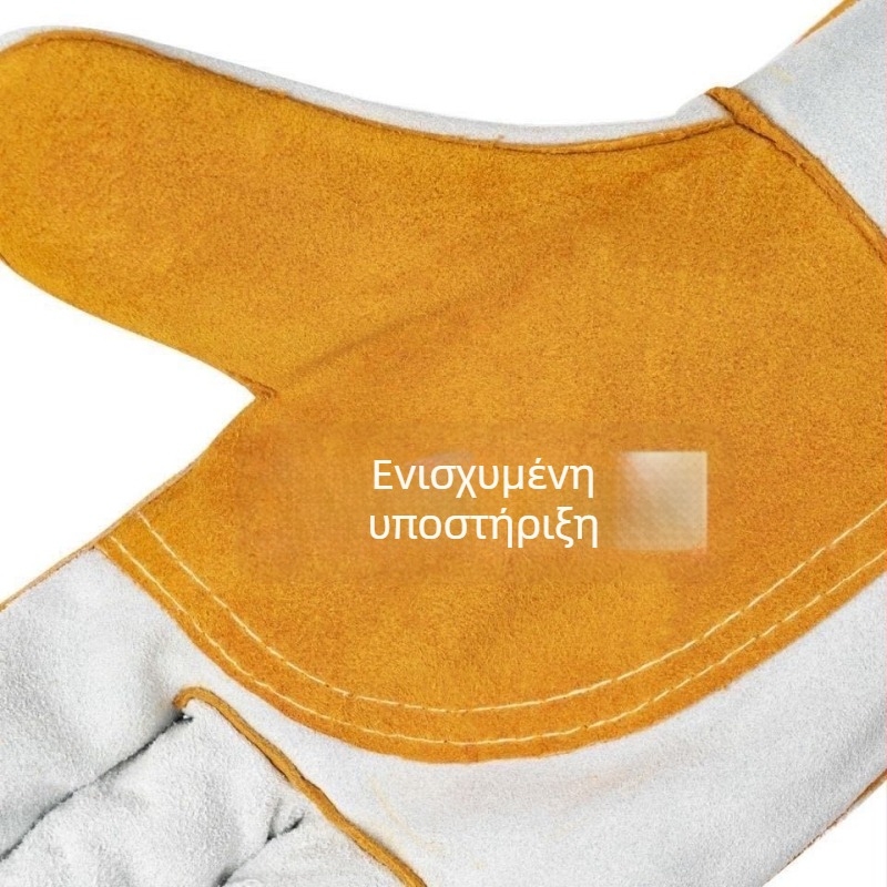 Γάντια συγκόλλησης από μοσχαρίσιο δέρμα για ηλεκτροσυγκόλληση — αντίσταση σε κοπή, αντίσταση σε εγκαύματα, ανθεκτικά στη φθορά και διαπνέοντα, κατάλληλα για βιομηχανικές εργασίες