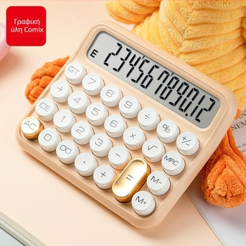 Υπολογιστής με 12–ψήφιο μεγάλο display, αντιολισθητικό πληκτρολόγιο, πλήκτρα με μηχανική αίσθηση, λειτουργεί με μπαταρία AA