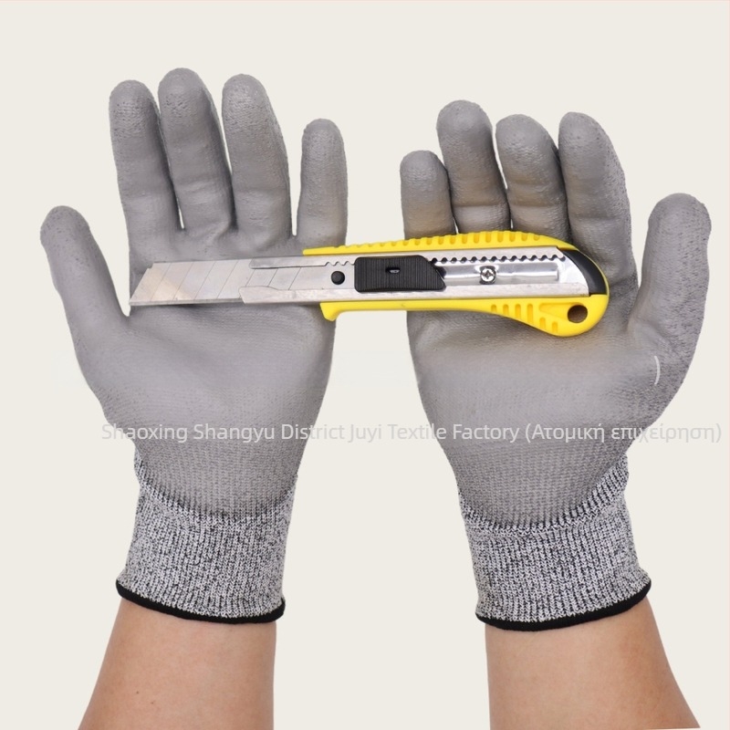Γάντια αντίστασης στην κοπή HPPE + PU, για εργοτάξια και εργοστάσια, μάρκα Juyi