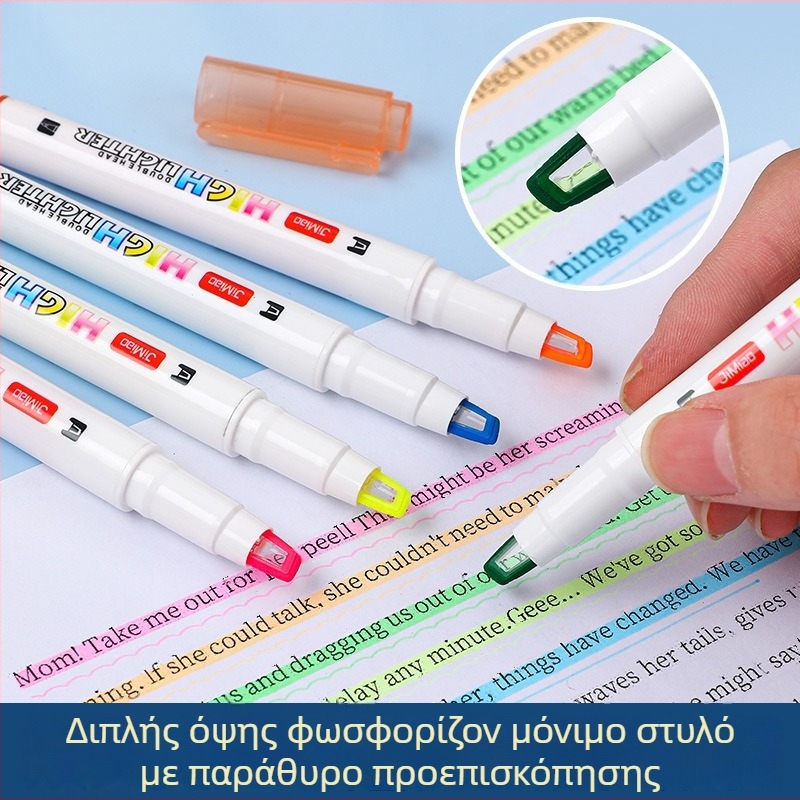 Υπογραμμιστικό διπλής όψεως με κρυστάλλινο άκρο – Μοντέλο JM-9926, Πλαστικό περίβλημα, 5 τεμάχια ανά κουτί