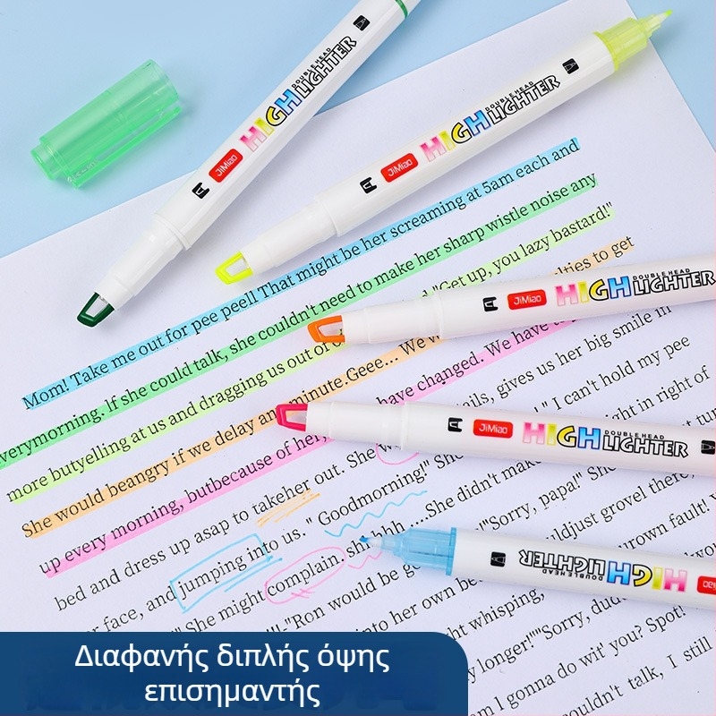 Υπογραμμιστικό διπλής όψεως με κρυστάλλινο άκρο – Μοντέλο JM-9926, Πλαστικό περίβλημα, 5 τεμάχια ανά κουτί