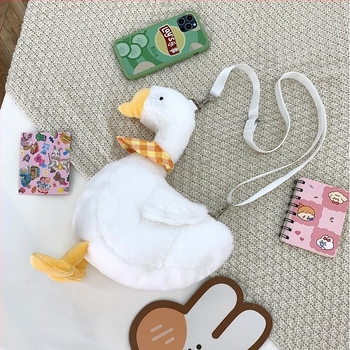 Notelli plush crossbody τσάντα με μοτίβο ζώου, φερμουάρ, επένδυση πολυεστέρα, μονή ιμάντας