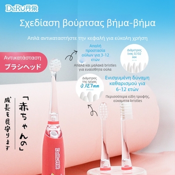 Παιδική ηλεκτρική οδοντόβουρτσα με τεχνολογία sonic, αυτόματη λειτουργία, προστασία κατά της τερηδόνας и μαλακό καρτούν σχέδιο