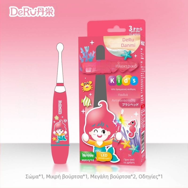 Παιδική ηλεκτρική οδοντόβουρτσα με τεχνολογία sonic, αυτόματη λειτουργία, προστασία κατά της τερηδόνας и μαλακό καρτούν σχέδιο
