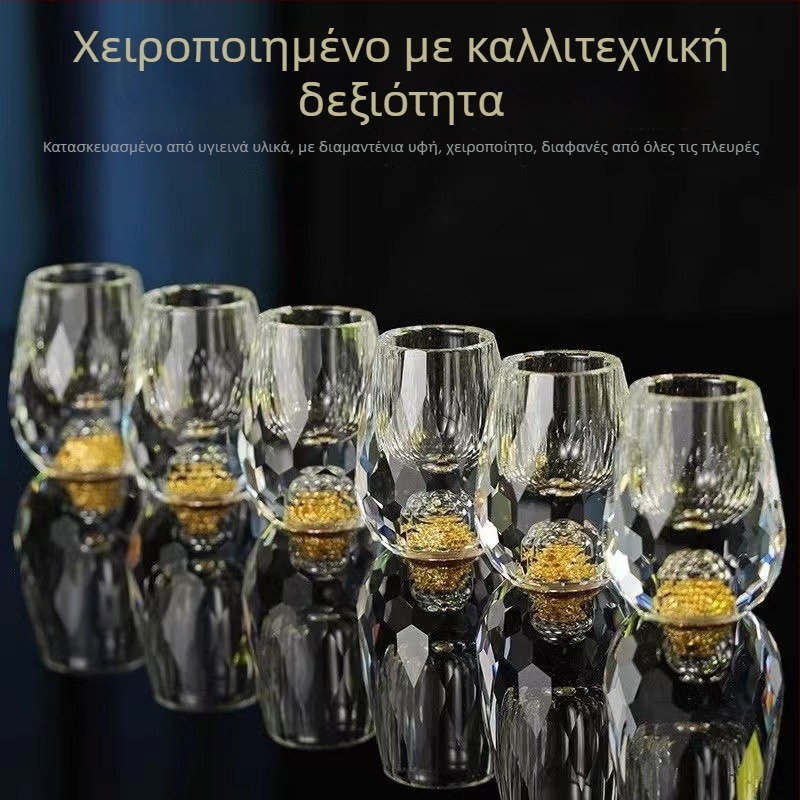 Σετ κρυστάλλινων ποτηριών για οινοπνευματώδη με σχέδιο σταγόνας νερού και χρυσό φύλλο, χωρητικότητα 100 ml, εκτυπωμένο λογότυπο, υψηλής ποιότητας