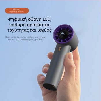 Έξυπνος φορητός ανεμιστήρας χειρός με LED οθόνη, εξωτερικός και μικρός, USB επαναφορτιζόμενος, με ενσωματωμένη μπαταρία