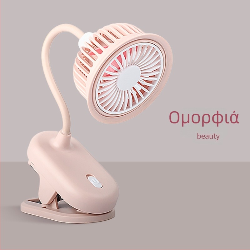 Αναφορτιζόμενος ανεμιστήρας γραφείου με κλιπ USB, ενσωματωμένη μπαταρία 100–300 mAh, 5 πτερύγια, κινητήρας με βούρτσες, μία ταχύτητα