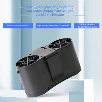 Φορητός ανεμιστήρας ζώνης με USB φόρτιση, ενσωματωμένη μπαταρία 6000 mAh, 5 λεπίδες, 4 ταχύτητες, ψύξη εξωτερικού χώρου
