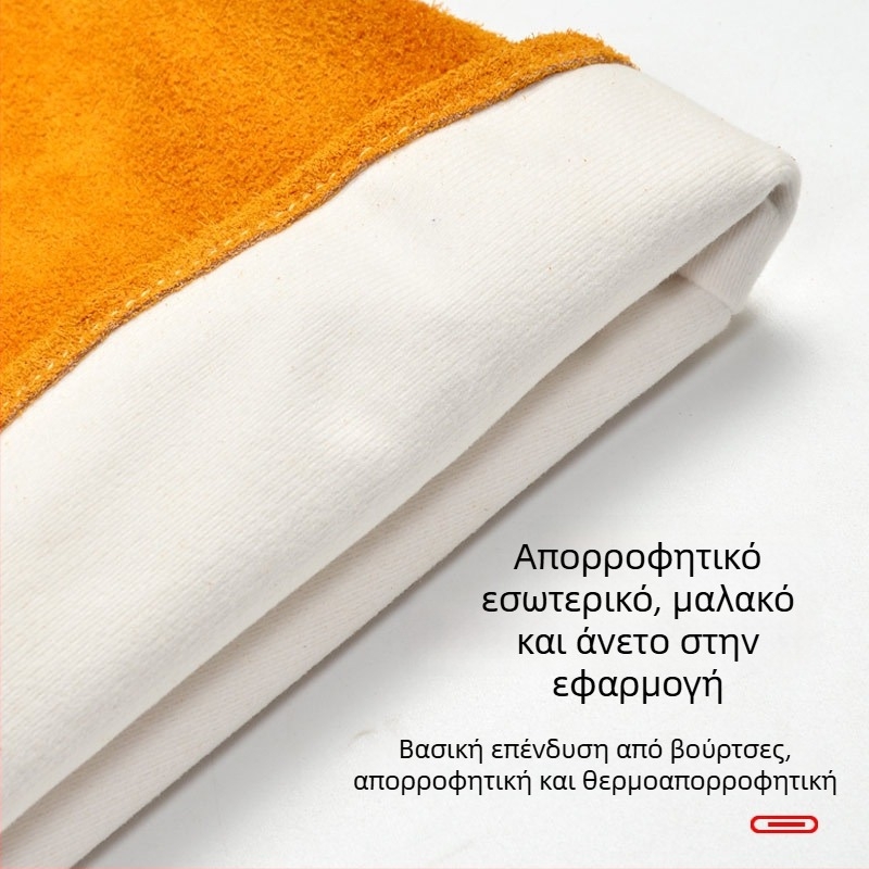 Μακριά γάντια συγκόλλησης από δέρμα βοδινού, με προστασία από σπινθήρες και θερμική μόνωση, για γενικές εργασίες συγκόλλησης