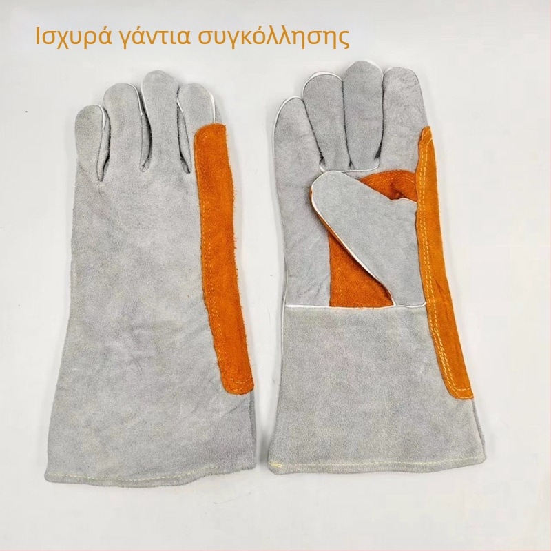 Μακριά γάντια συγκόλλησης από δέρμα βοδινού, με προστασία από σπινθήρες και θερμική μόνωση, για γενικές εργασίες συγκόλλησης