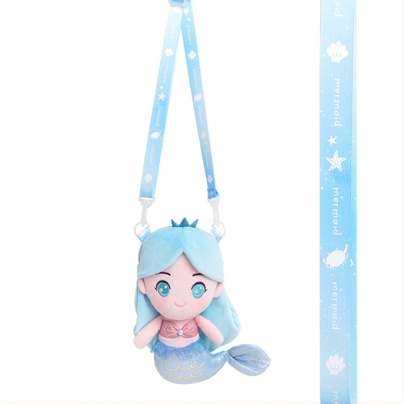 Capelon γοργόνα πριγκίπισσα τσαντάκι ώμου από plush για κορίτσια — υλικό: plush, γέμισμα: PP βαμβάκι, τύπος plush: υπερ-μαλακός κοντό plush, ηλικία: 7–14 ετών