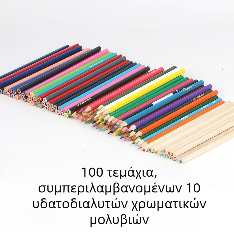 Σετ μολυβιών με ξύλινο περίβλημα, 100 τεμάχια, με βάση το λάδι και διαλυτά στο νερό (Μάρκα Unique, Τύπος Άλλο)