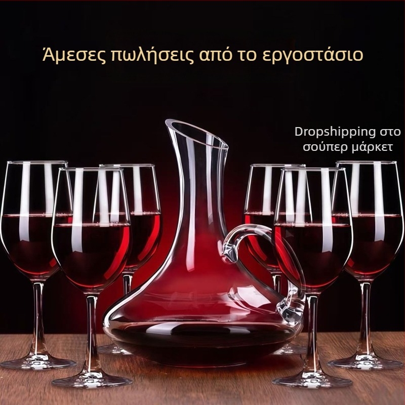 Ποτήρι κρασιού για οικιακή χρήση — Sheng li zhuoyi, χωρητικότητα 301–400 ml, στυλ ελαφρώς πολυτελές, σετ 10+ τεμάχια