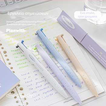 Τριγωνικό στυλό γέλης με τρία χρώματα – γρήγορο στέγνωμα μελάνης, πλαστικό σώμα, Yu xian