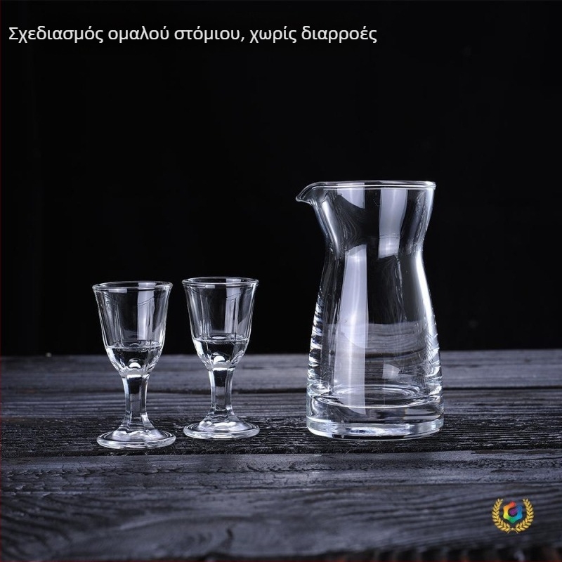 Σετ κρασιού 7 τεμαχίων: 6 ποτήρια και διαχωριστής, γυαλί, ρετρό στυλ, προσαρμοσμένο λογότυπο