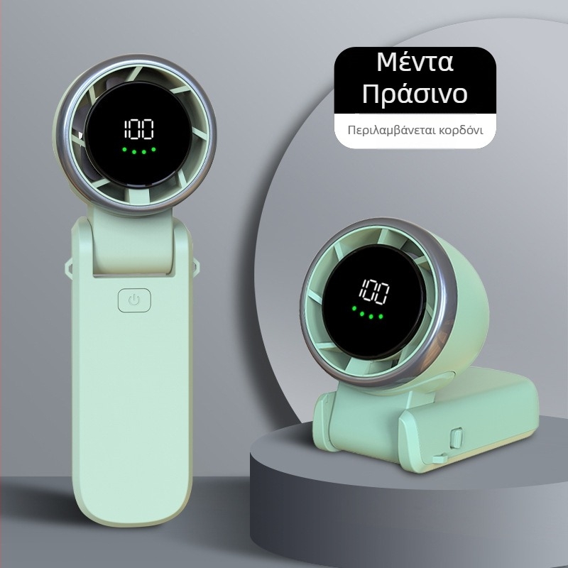 Runqi N607 Φορητός Μίνι Ανεμιστήρας Χειρός για Εξωτερικούς Χώρους με Ψηφιακή Οθόνη, Ενσωματωμένη μπαταρία 2000-4000mAh, ABS Κέλυφος, Μοτέρ BLDC, USB, Διαστάσεις 58x50x170 mm, 220 g, 100 επιπέδων συνεχούς ρύθμισης ταχύτητας