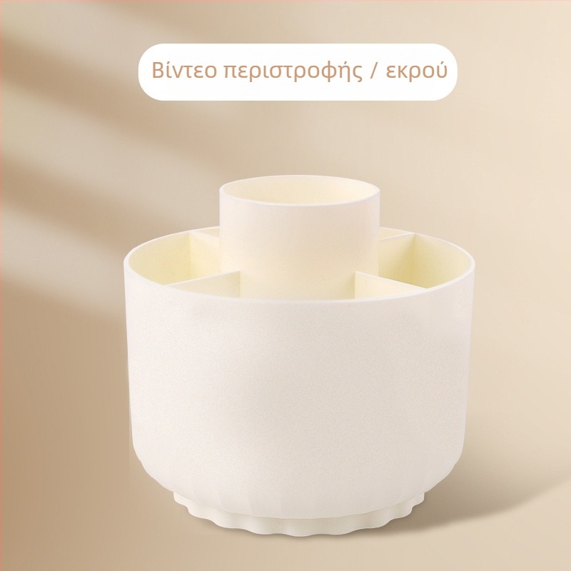 Πενταδιαμερισματικός περιστρεφόμενος κρατήρας για στυλό, πλαστικός κυκλικός οργανωτής γραφείου για μαθητές