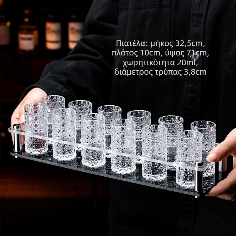 Σετ γυάλινών shot με ανάγλυφο μοτίβο λίθων, απλός σχεδιασμός, χωρητικότητα 1–100 ml, υψηλής ποιότητας.