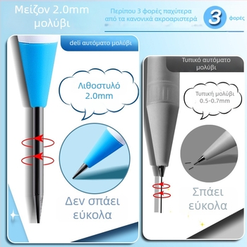 Deli μηχανικό μολύβι με ενσωματωμένο ξύστρα και μετακινούμενο γραφίτη HB/2B